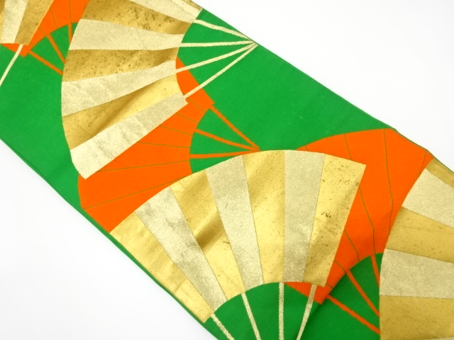 JAPANESE KIMONO / ANTIQUE FUKURO OBI / SILK / WOVEN FAN